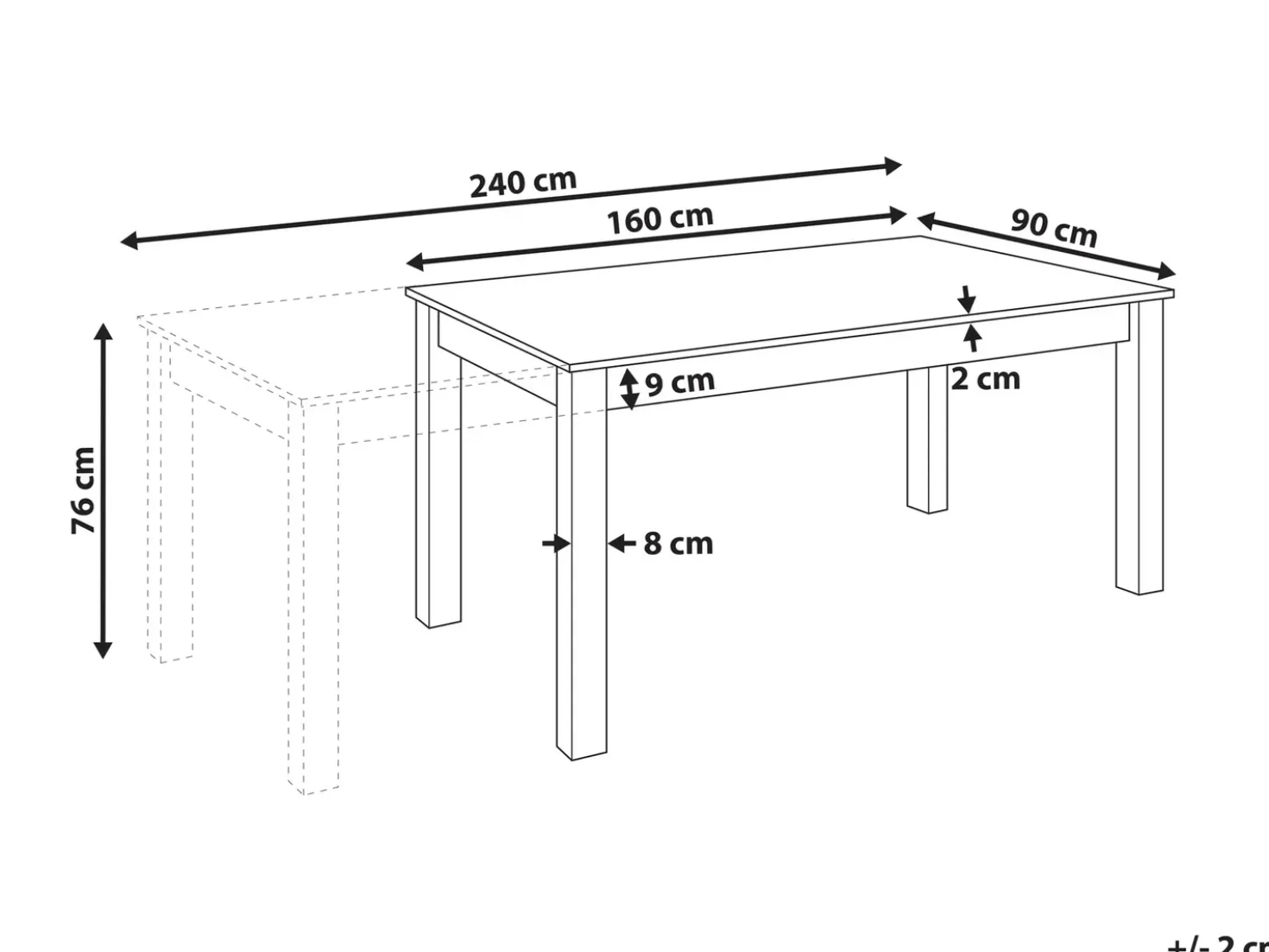Tavolo da pranzo estensibile MADURA Frasino scuro 160/240 cm 90 cm