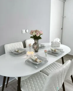 Tavolo da pranzo estensibile STAVERTON Bianco 120/160 cm 80 cm