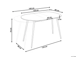 Tavolo da pranzo estensibile STAVERTON Bianco 120/160 cm 80 cm