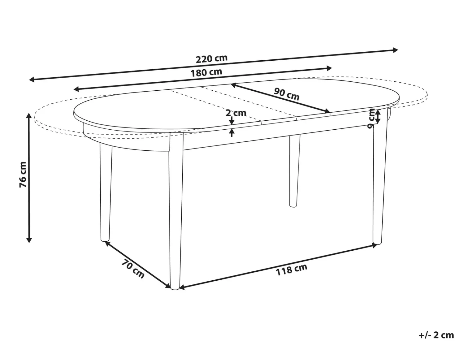 Tavolo da pranzo estensibile LARTO Frasino scuro 180/220 cm 90 cm