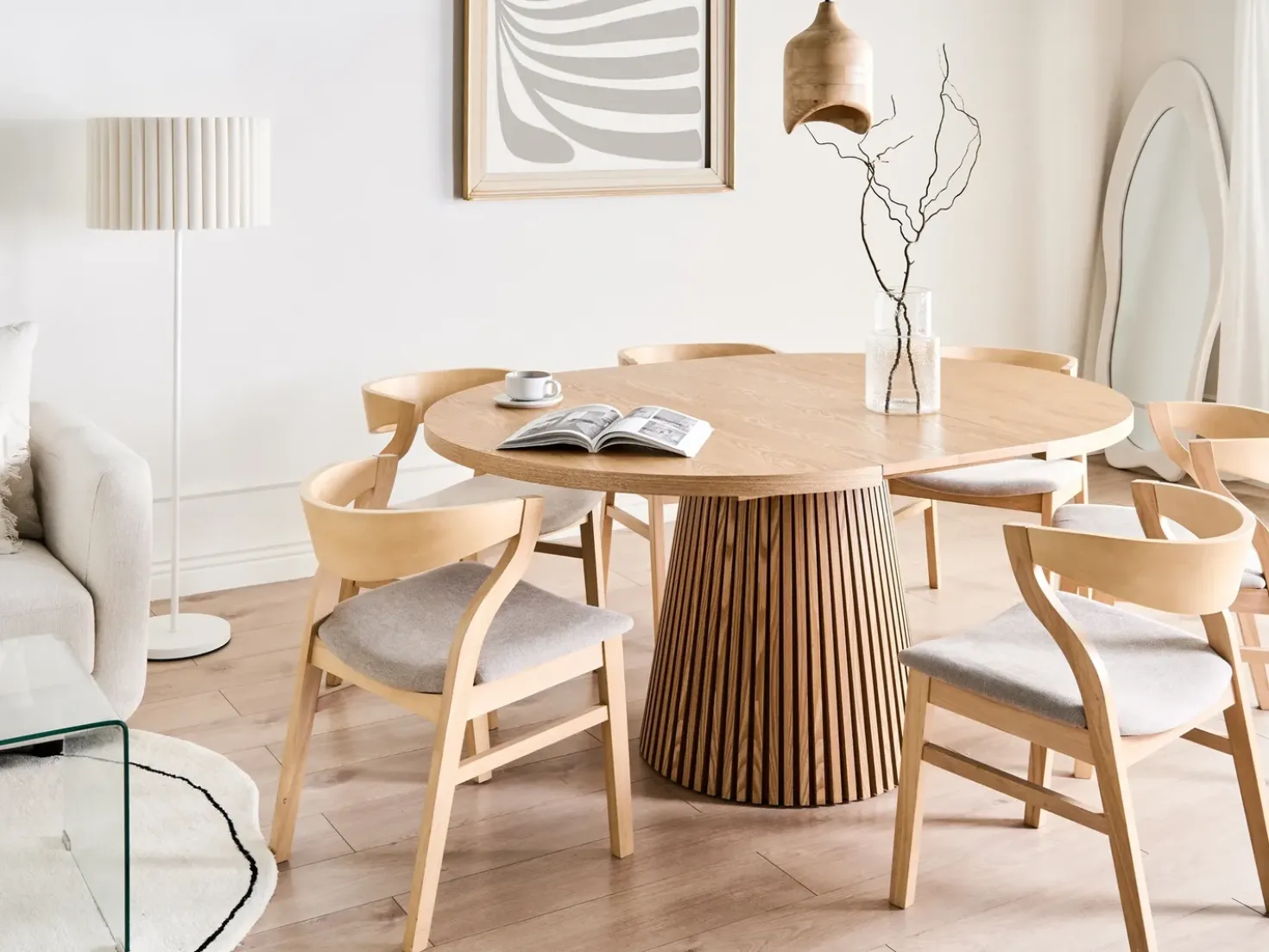 Tavolo da pranzo estensibile MOORE Frassino chiaro 120/160 cm 120 cm