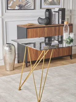 Tavolo da pranzo KENTON Marmo nero 140 cm 80 cm Vetro temperato