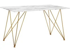 Tavolo da pranzo KENTON Marmo bianco 140 cm 80 cm Vetro temperato