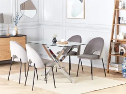 Tavolo da pranzo MARAMO Argento 120 cm 70 cm Vetro temperato