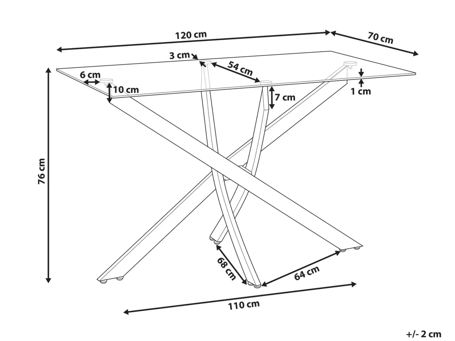 Tavolo da pranzo MARAMO Oro 120 cm 70 cm Vetro temperato