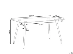 Tavolo da pranzo MIDLAND Nero 140 cm 80 cm Vetro temperato