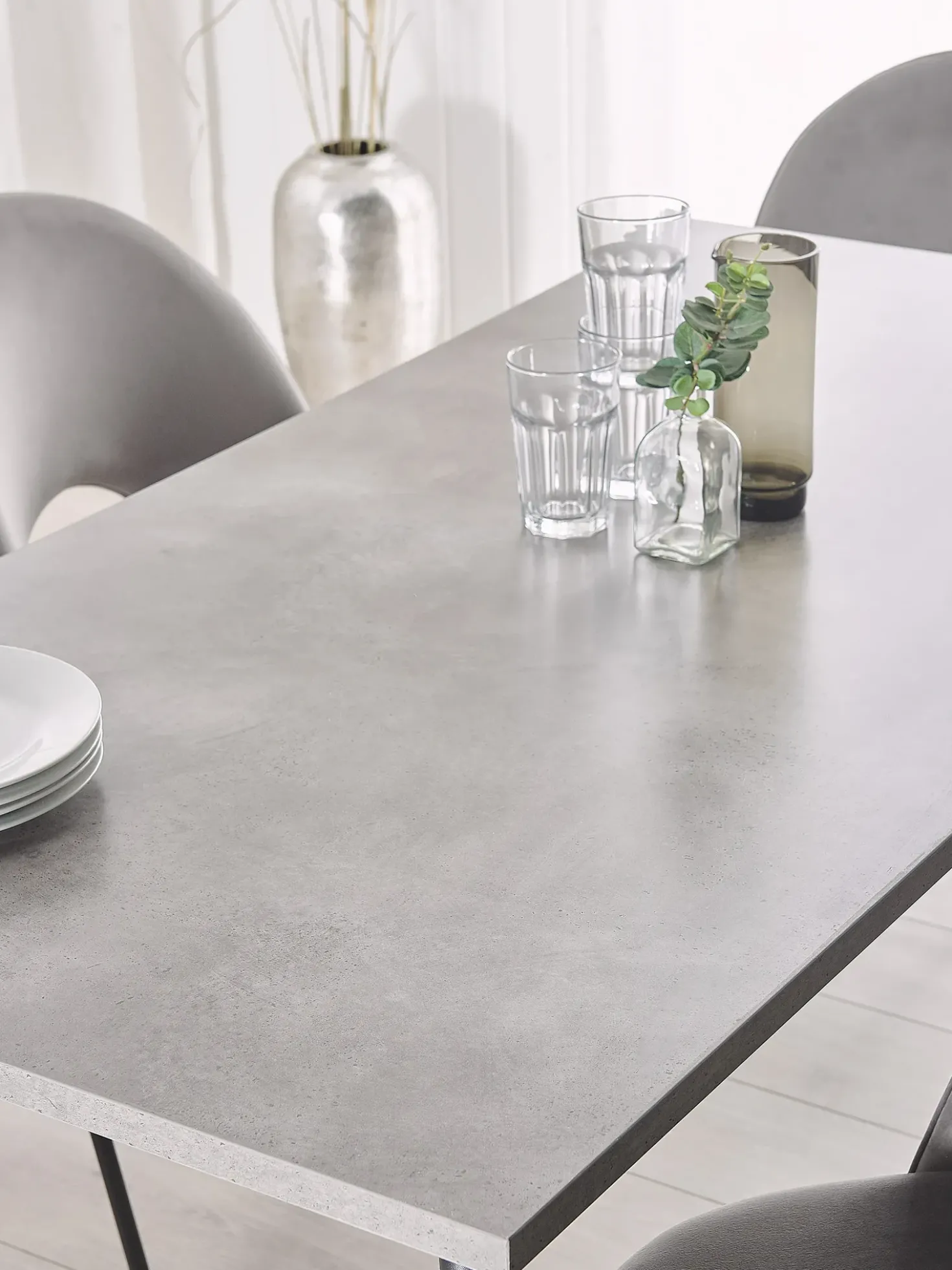 Tavolo da pranzo SANTIAGO Grigio effetto cemento 160 cm 80 cm
