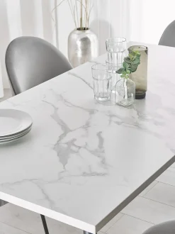 Tavolo da pranzo SANTIAGO Marmo bianco 160 cm 80 cm