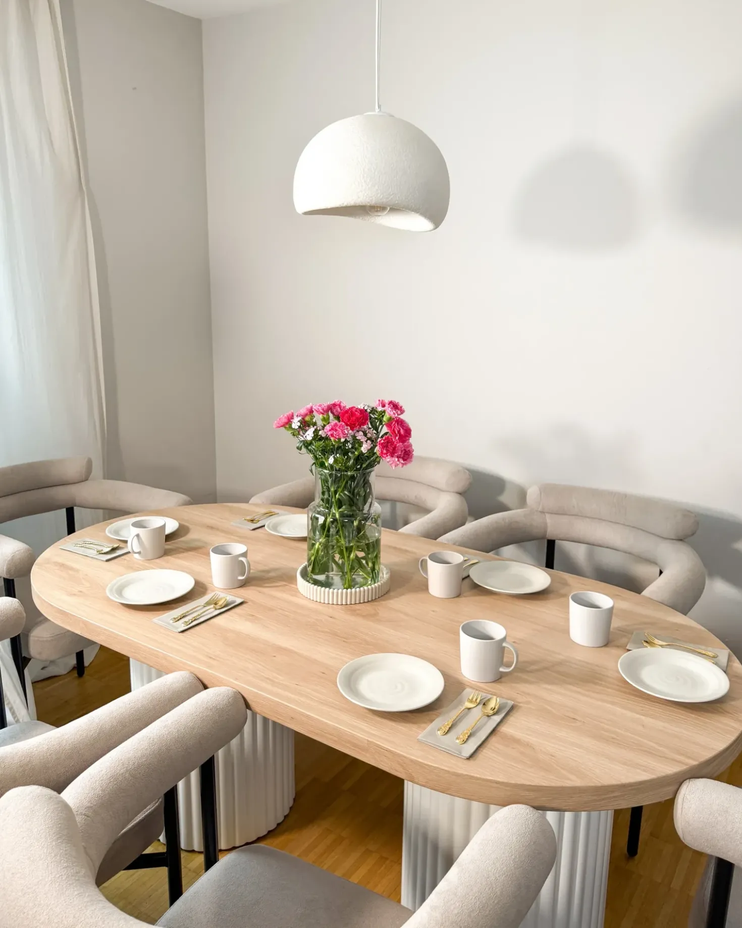 Tavolo da pranzo SHERIDAN Marrone chiaro/Bianco 180 cm 90 cm