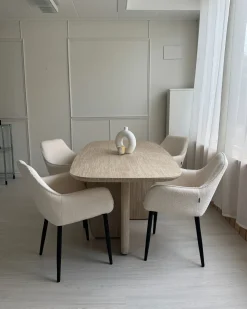 Tavolo da pranzo TRAVERS Effetto travertino 180 cm 90 cm