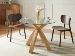 Tavolo da pranzo YAPP Marrone chiaro 100 cm 100 cm Vetro temperato