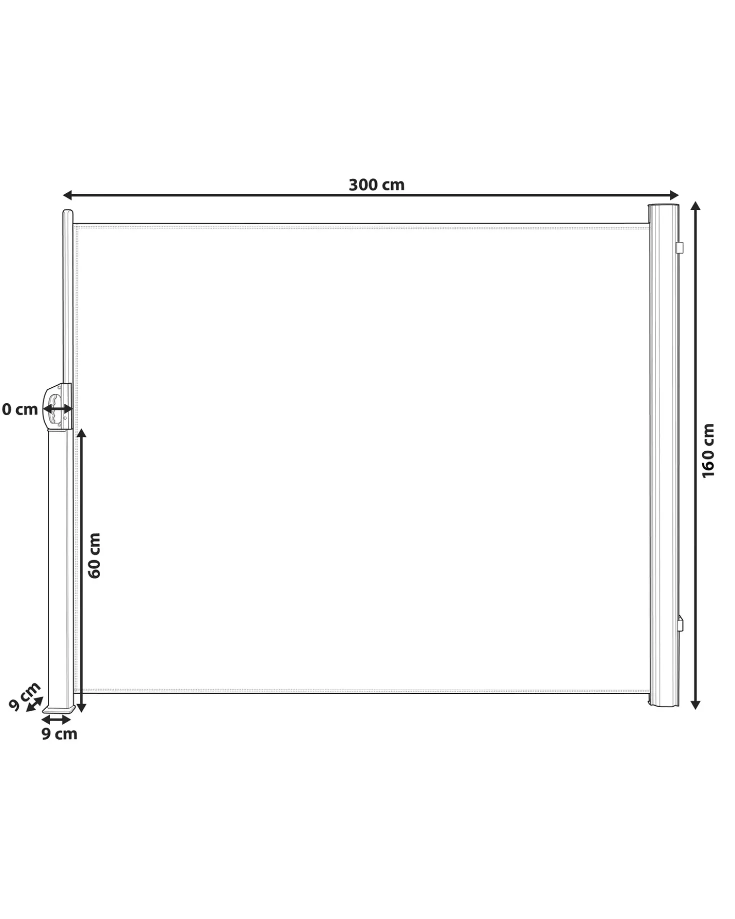 Tendalino laterale DORIO 305 cm 160 cm Beige