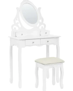 Toeletta con specchio e sgabello AMOUR Bianco