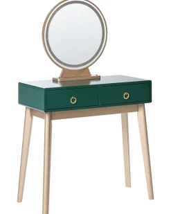 Toeletta con specchio e sgabello FEDRY LED Verde smeraldo