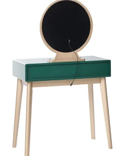 Toeletta con specchio e sgabello FEDRY LED Verde smeraldo