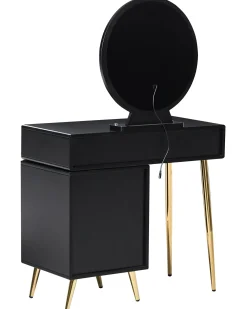Toeletta con specchio e sgabello YVES LED Nero