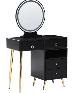 Toeletta con specchio e sgabello YVES LED Nero