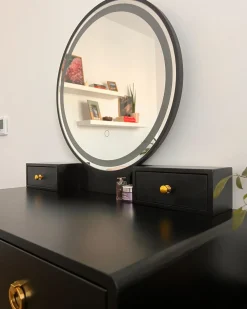 Toeletta con specchio e sgabello YVES LED Nero
