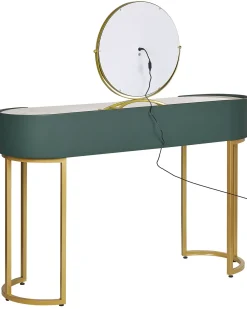 Toeletta con specchio e sgabello VINAX LED Verde scuro