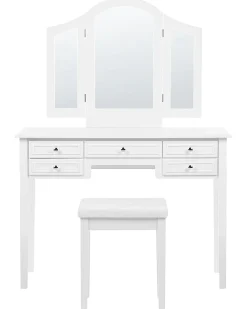 Toeletta con specchio e sgabello LUMIERE Bianco