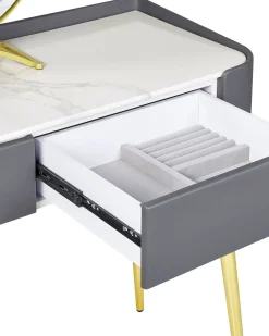 Toeletta con specchio e sgabello SURIN LED Grigio