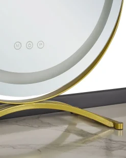 Toeletta con specchio e sgabello SURIN LED Grigio