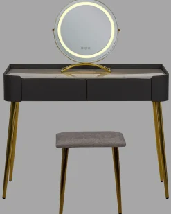 Toeletta con specchio e sgabello SURIN LED Grigio