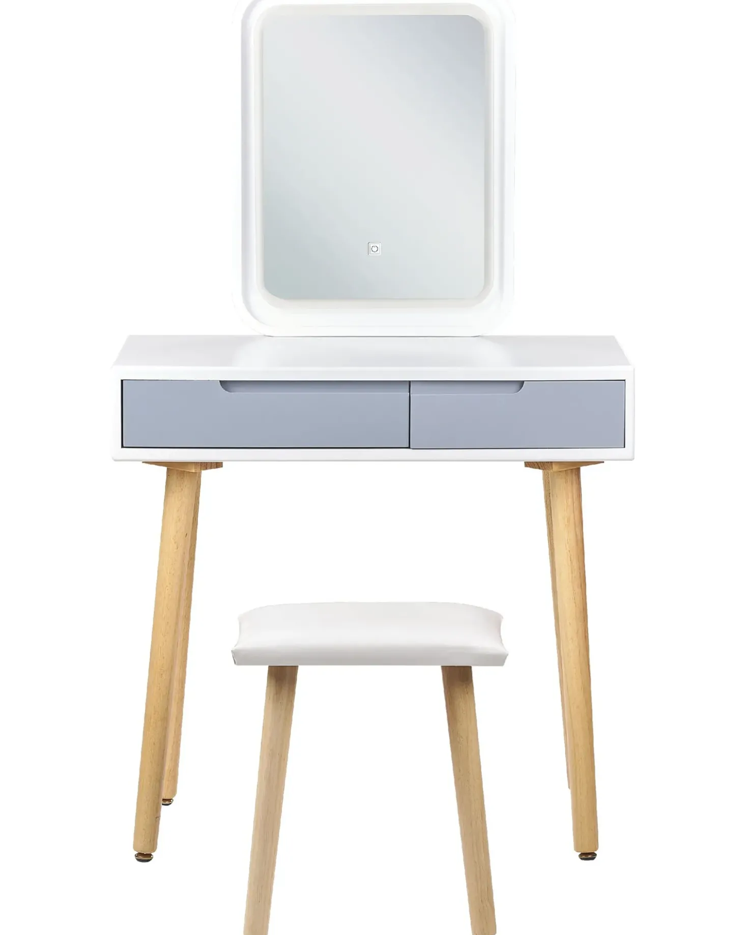 Toeletta con specchio e sgabello DIEPPE LED Bianco