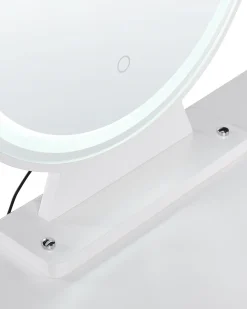 Toeletta con specchio e sgabello AUXON LED Bianco