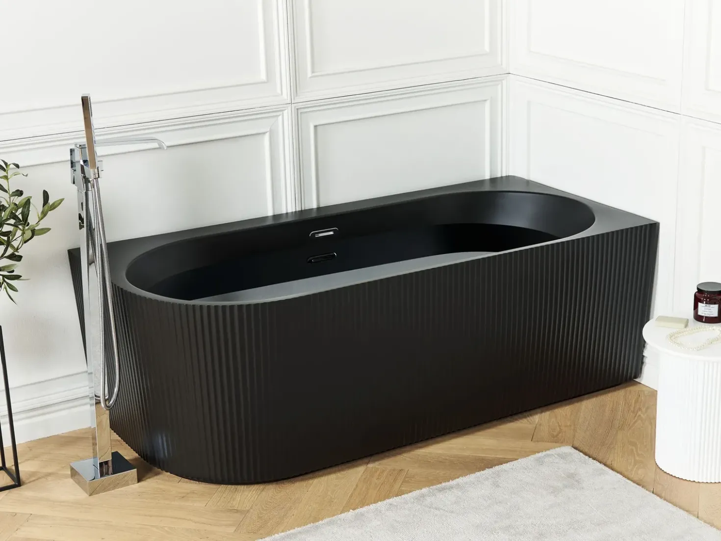 Vasca da bagno angolare GOCTA Lato Sinistro 170 x 80 cm Nero