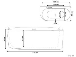 Vasca da bagno angolare GOCTA Lato Sinistro 170 x 80 cm Nero