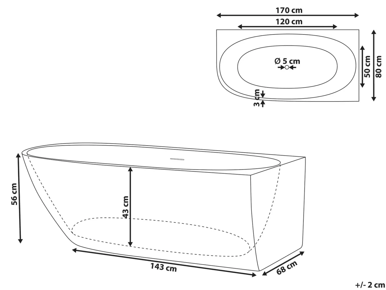 Vasca da bagno angolare PARNAIBA Lato Sinistro 170 x 80 cm Bianco