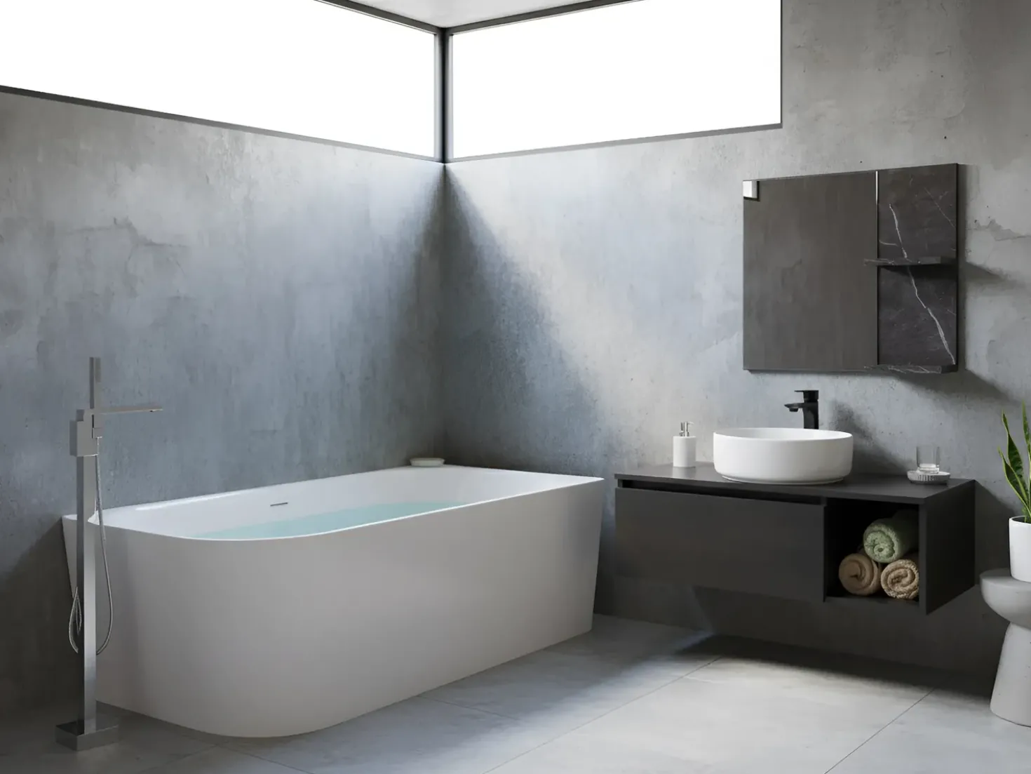 Vasca da bagno angolare RENACA Lato Sinistro 170 x 79 cm Bianco