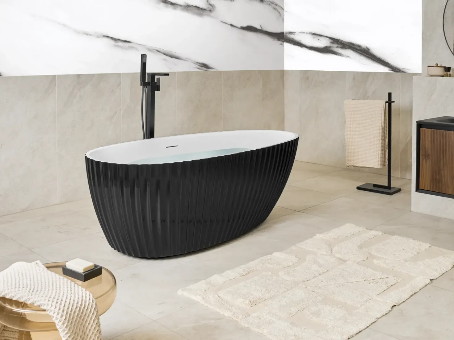 Vasca da bagno freestanding TEFE 170 x 78 cm Nero