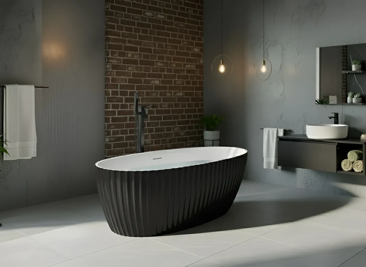 Vasca da bagno freestanding TEFE 170 x 78 cm Nero