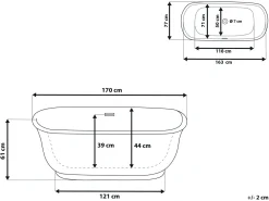 Vasca da bagno freestanding TESORO 170 x 77 cm Bianco