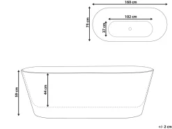 Vasca da bagno freestanding CEDROS 160 x 75 cm Bianco