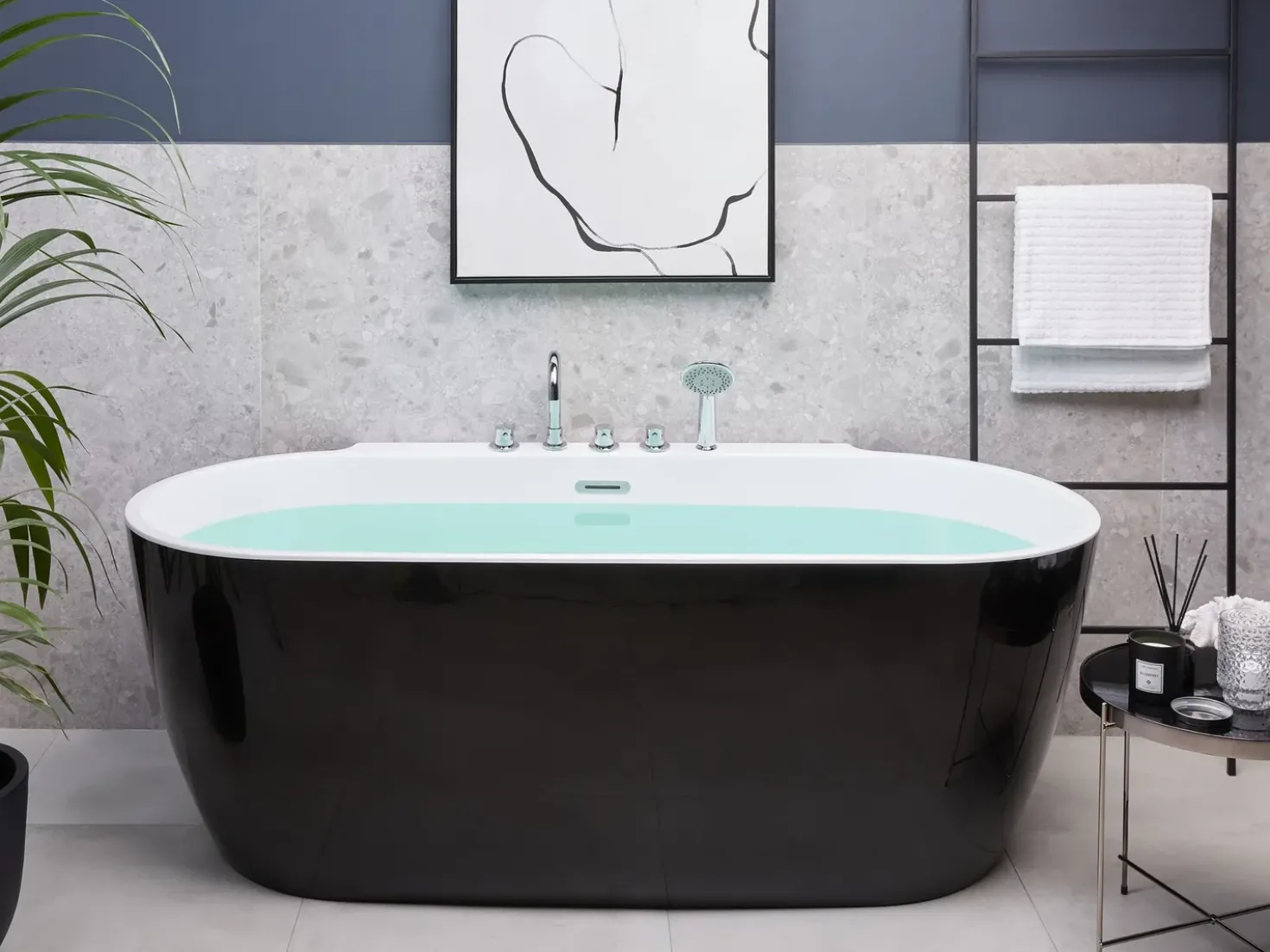 Vasca da bagno freestanding ROTSO 170 x 80 cm Nero/Bianco