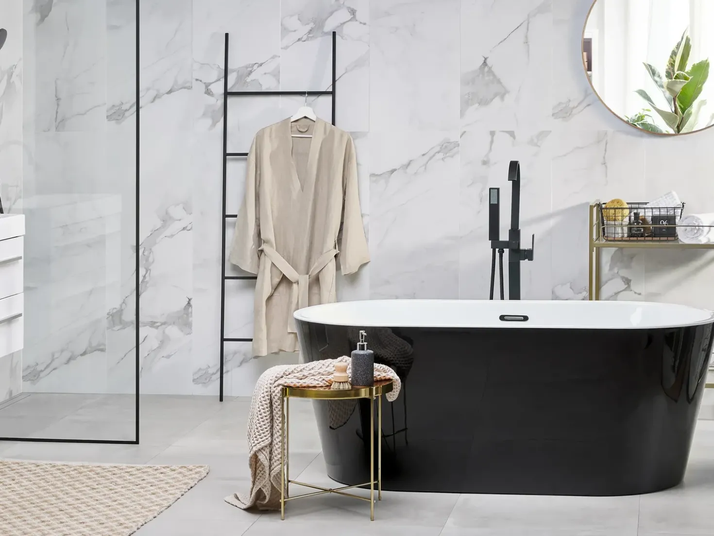 Vasca da bagno freestanding HAVANA 170 x 73 cm Nero/Bianco