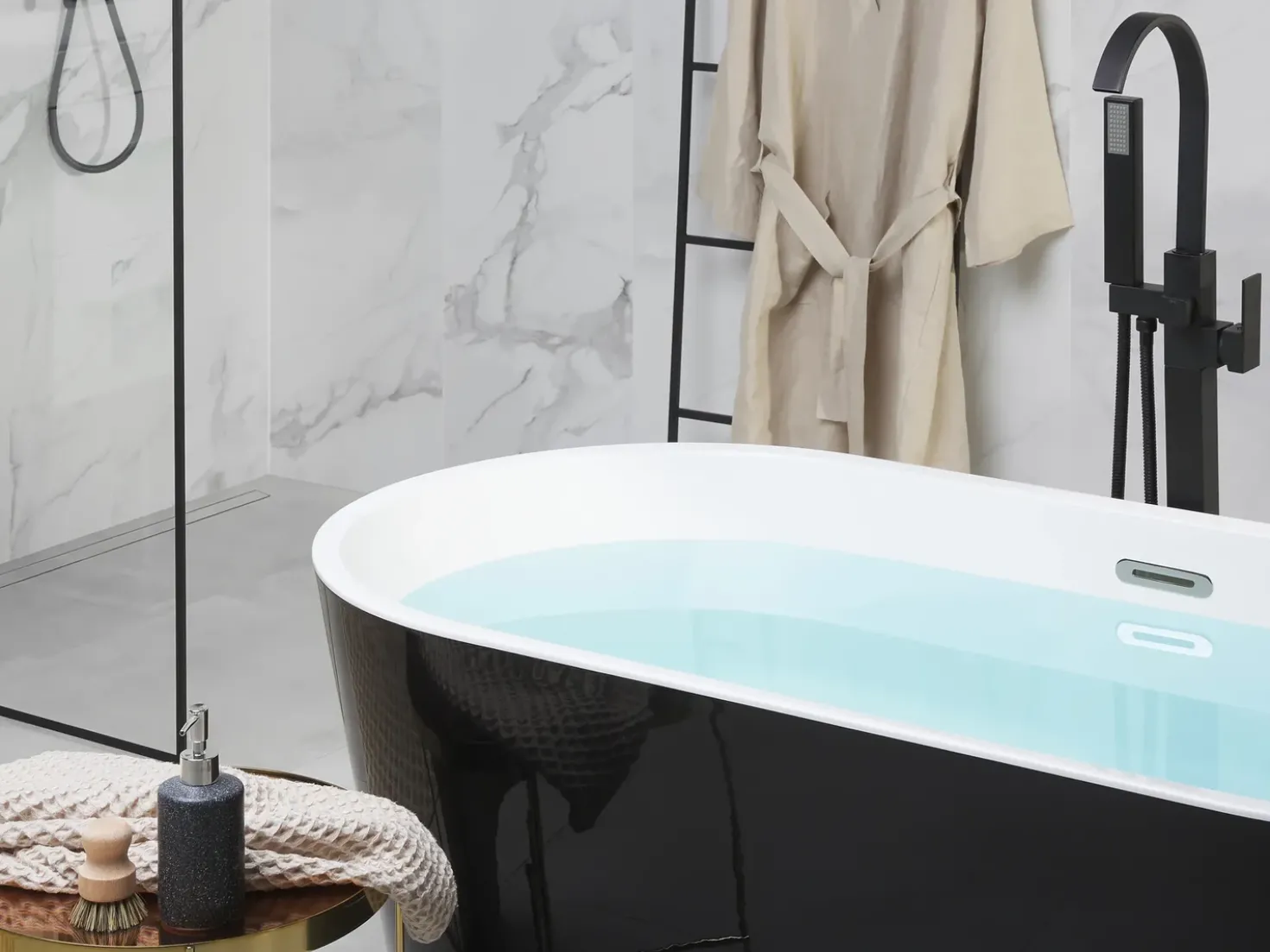 Vasca da bagno freestanding HAVANA 170 x 73 cm Nero/Bianco
