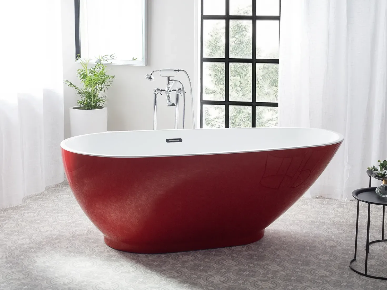 Vasca da bagno freestanding GUIANA 173 x 82 cm Rosso