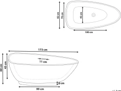 Vasca da bagno freestanding GUIANA 173 x 82 cm Nero