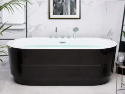 Vasca da bagno freestanding EMPRESA con accessori 170 x 80 cm Nero