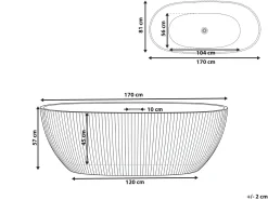 Vasca da bagno freestanding JUTAI 170 x 81 cm Bianco