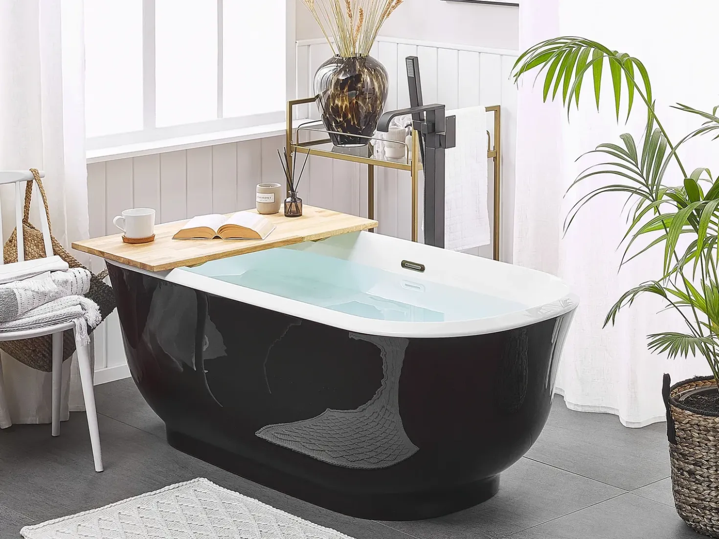 Vasca da bagno freestanding TESORO 170 x 77 cm Nero