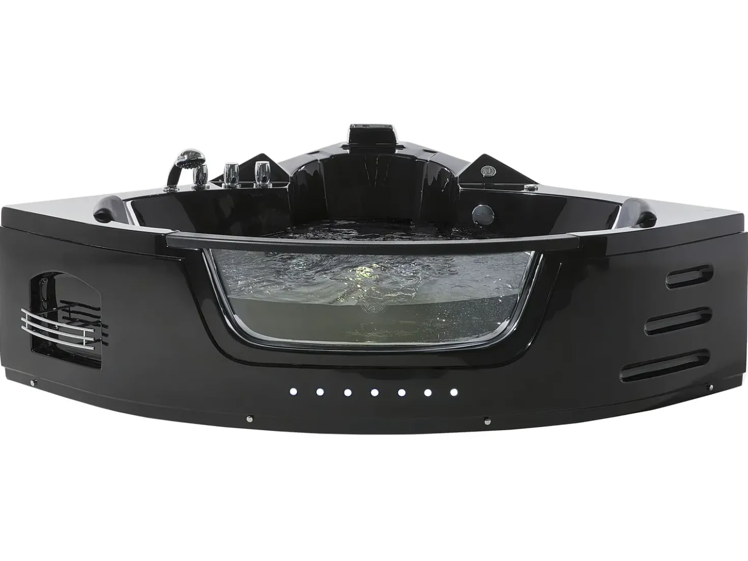 Vasca idromassaggio angolare con LED MARTINICA 198 x 144 cm Nero