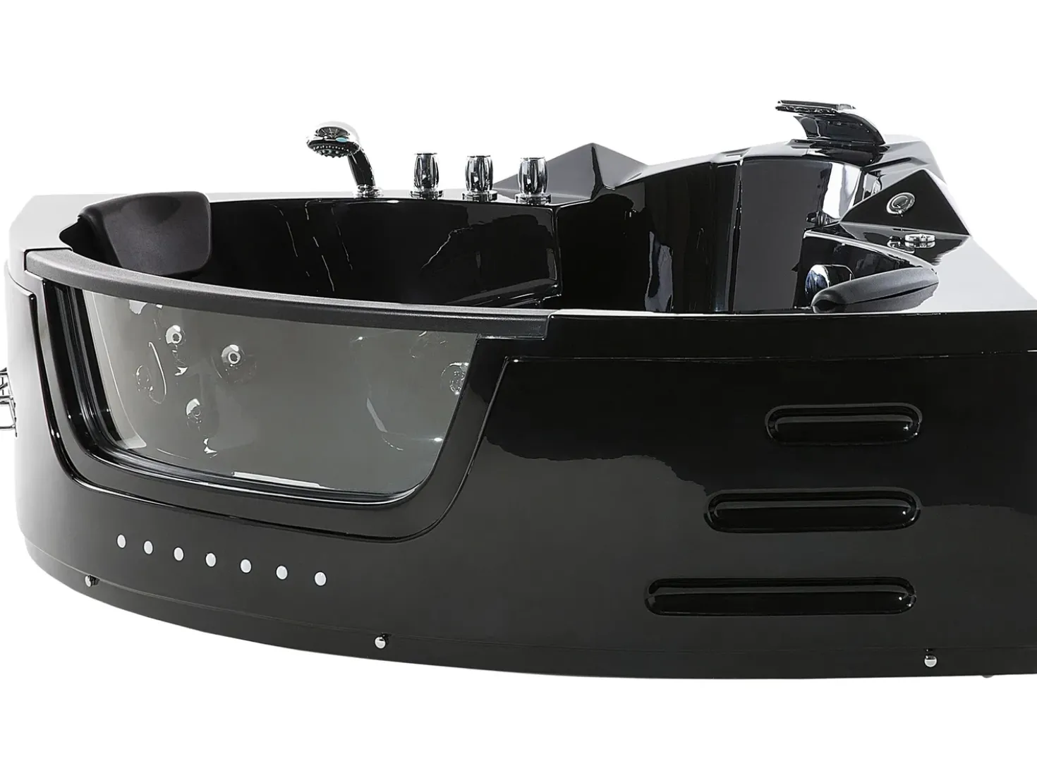 Vasca idromassaggio angolare con LED MARTINICA 198 x 144 cm Nero