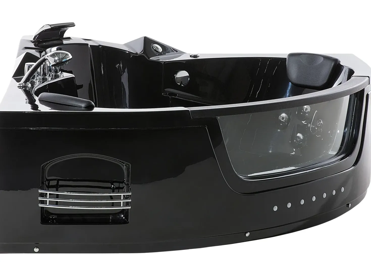 Vasca idromassaggio angolare con LED MARTINICA 198 x 144 cm Nero