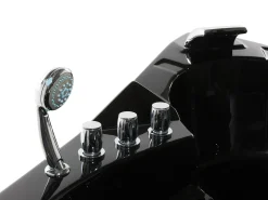 Vasca idromassaggio angolare con LED MARTINICA 198 x 144 cm Nero