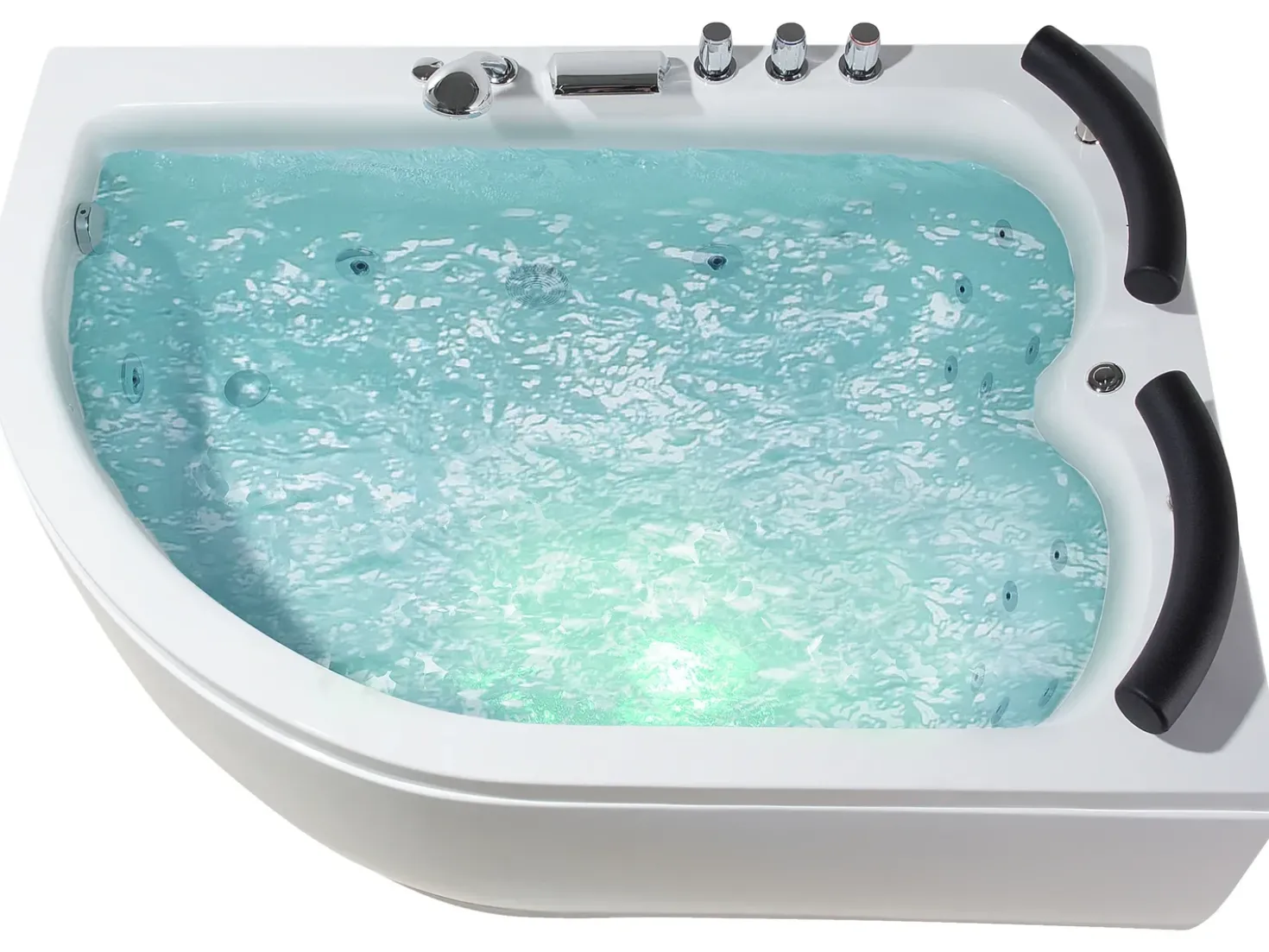 Vasca idromassaggio angolare con LED PARADISO Lato Sinistro 158 x 113 cm Bianco
